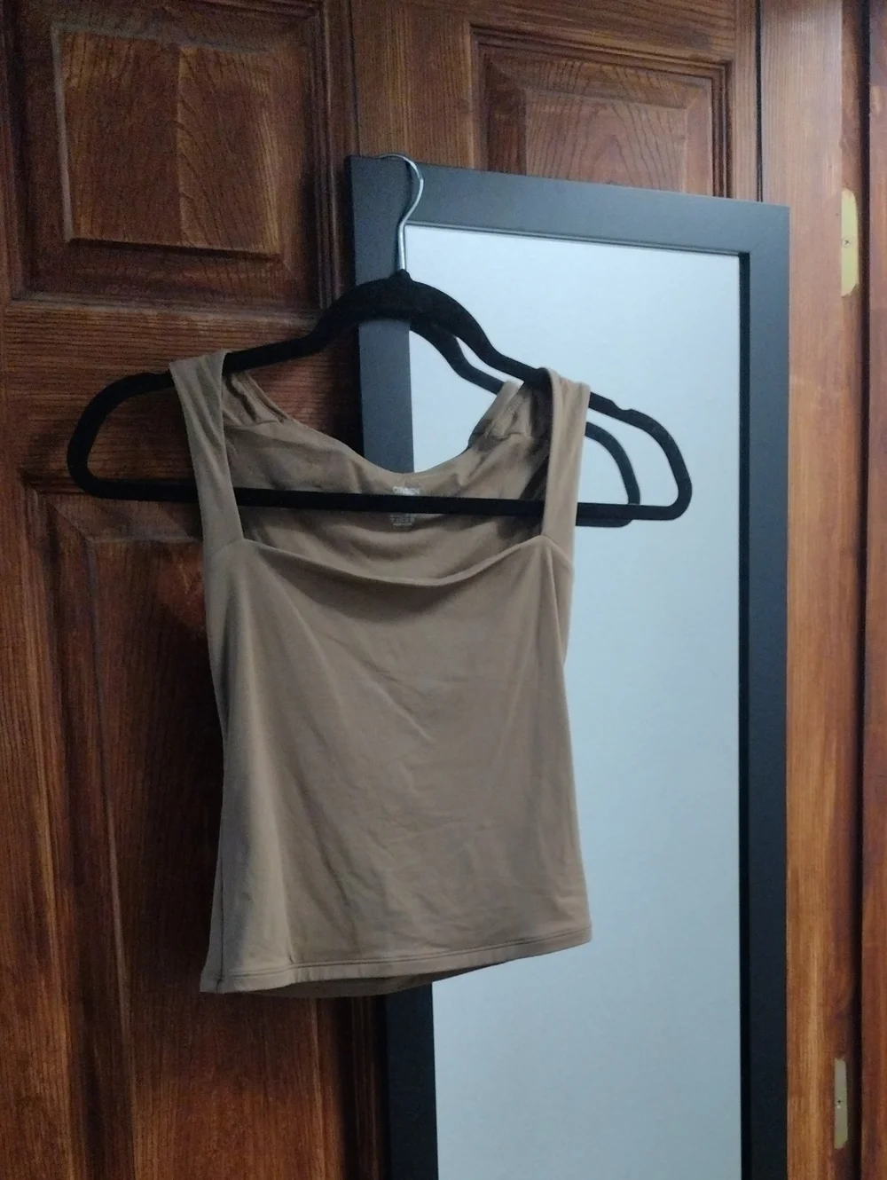 Women’s Beige Square-Neck Tank Top